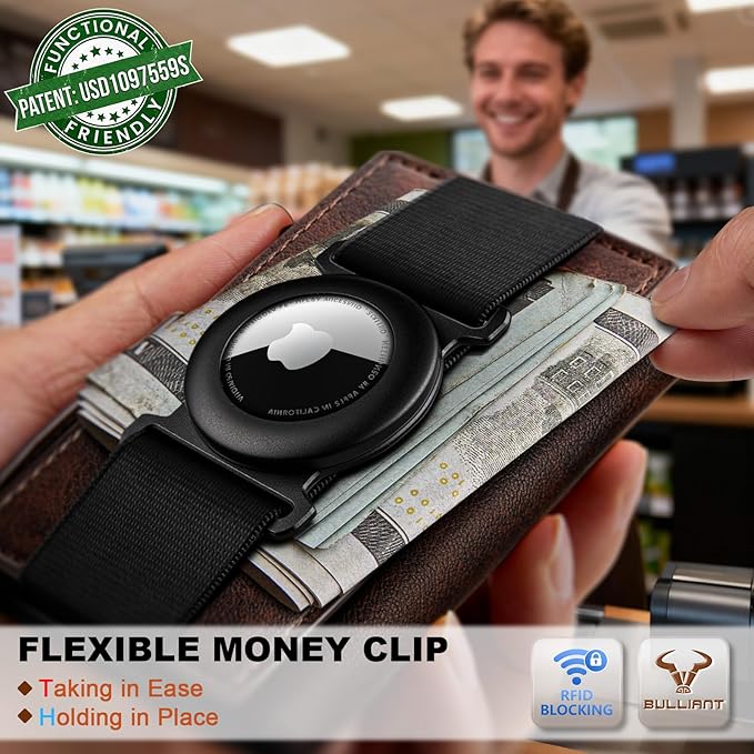 BULLIANT Men Wallet Gift Boxed,Slim Front Pocket Wallet Money Clip Card Holder 3.8"x2.7",Pop-up Access