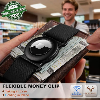 BULLIANT Men Wallet Gift Boxed,Slim Front Pocket Wallet Money Clip Card Holder 3.8"x2.7",Pop-up Access