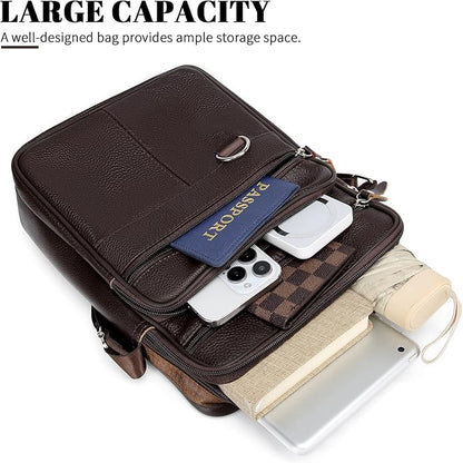 Leather Messenger Bag for Men Large Business Travel Briefcase Crossbody Handbag Man Purse Sling Shoulder Bag