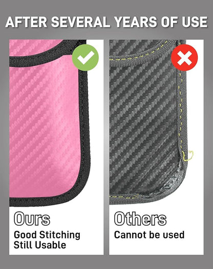 Upgraded Faraday Bag for Key Fob (2 Pack), Premium Faraday Key Fob Protector– Car RFID Signal Blocking, Car Security Protection, Anti-Theft Pouch, Anti-Hacking Case Blocker Pink