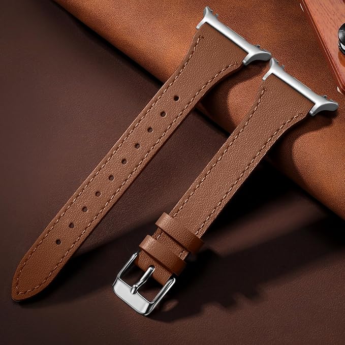 GEAK Slim Leather Band Compatible with Samsung Galaxy Watch 8 40mm 44mm/Watch 8 Classic 46mm, No Gap Adjustable Genuine Leather Replacement Dressy Strap for Samsung Watch 8 Bands Women