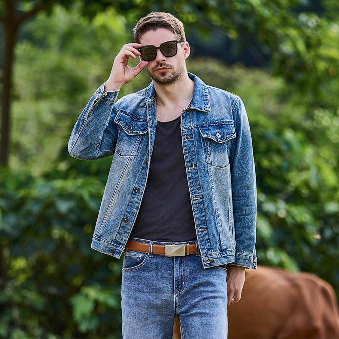 VATAN Men's Belt Leather Ratchet Belt for Men Dress Casual Every Day with Adjustable Buckle, Trim to Fit