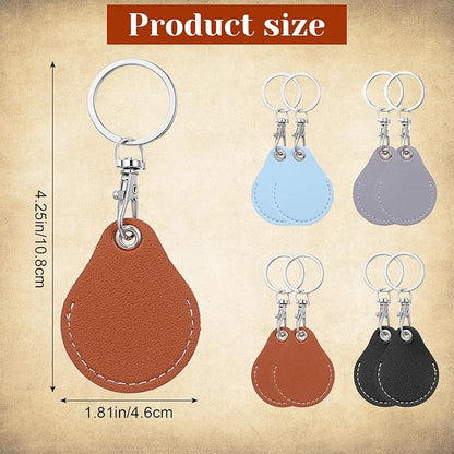 8 Pack Leather Key Fob Holder PU Leather Keychain Key Holder Proximity ID Card Keychain Protector Case Cover for Keychains General Keys Fob for ID Cards Keys