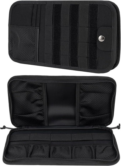 TACNEX Tactical Visor Organizer MOLLE Panel with Zipper Storage Pouch & Sunglasses Holder Car Essentials EDC Gear Tool Pack Vehicle Accessories for Truck Pickup Van SUV ORV (Sun Visor Organizer)