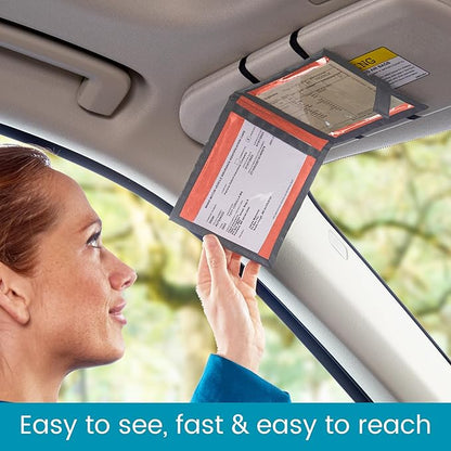High Road Car Registration and Insurance Card Holder for Sun Visor, Glove Box or Console with 2 Clear Hidden Car Document Pockets and Front Card Pocket