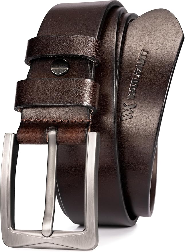 WOLFANT 1.5" Full Grain Leather Belt for Men in Gift Box,100% Italian Real Solid Leather