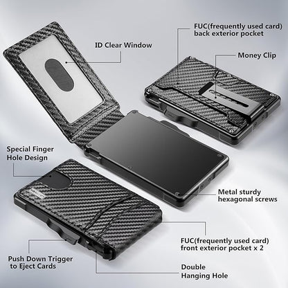 umoven Wallet for Men - with Money Clip Slim Leather Slots Credit Card Holder RFID Blocking Bifold Minimalist Wallet (Carbon Black)