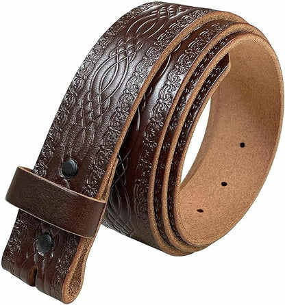 Genuine Full Grain Western Engraved Tooled Leather Strap or Belt 1-1/2" Wide