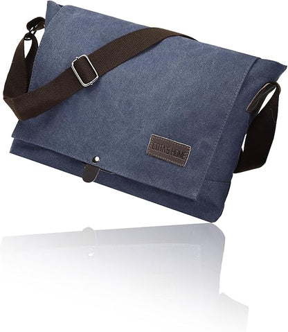 Cota's home Canvas Messenger Bag for Men, Fits 14 Inch Laptop & A4 Documents, Large Capacity Crossbody Shoulder Bag