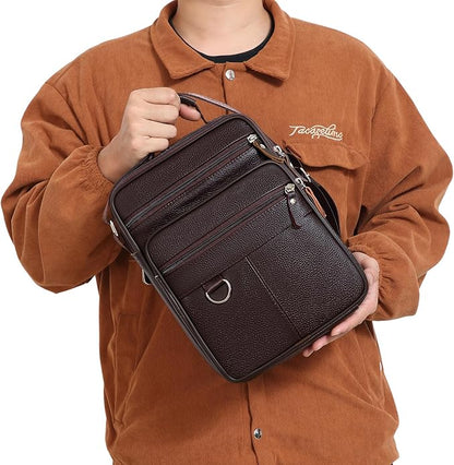 Leather Messenger Bag for Men Large Business Travel Briefcase Crossbody Handbag Man Purse Sling Shoulder Bag