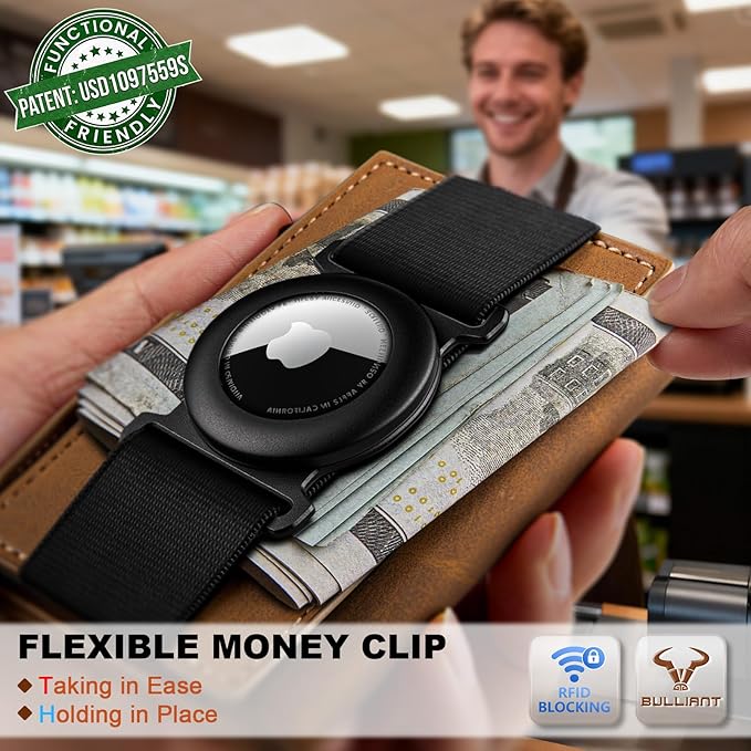 BULLIANT Men Wallet Gift Boxed,Slim Front Pocket Wallet Money Clip Card Holder 3.8"x2.7",Pop-up Access