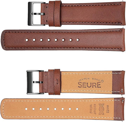 SEURE Quick Release Watch Band,Top Genuine Leather Watch Straps 19mm 20mm 21mm 22mm 24mm for Men and Women