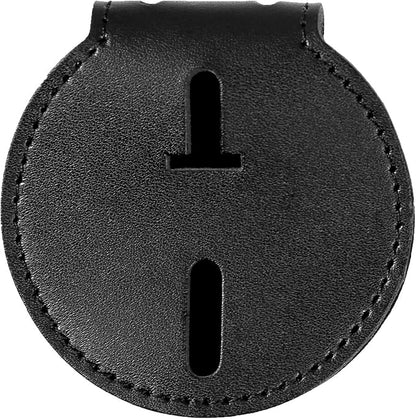 Sheriff Badge Holder, Made of Cowhide, Universal, Black, Deputy Badge Holder, Metal Clip and Chain Included