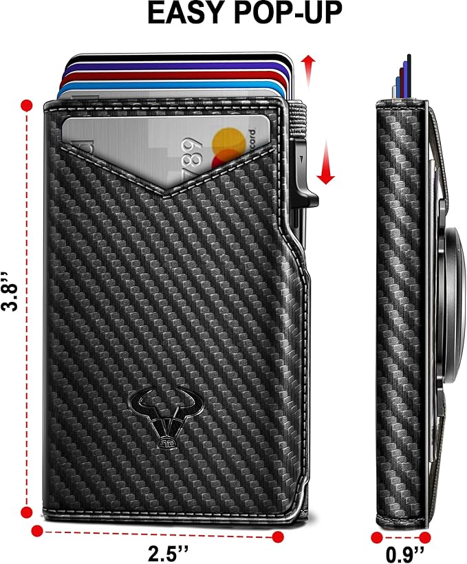 BULLIANT Men Wallet Gift Boxed,Slim Front Pocket Wallet Money Clip Card Holder 3.8"x2.7",Pop-up Access