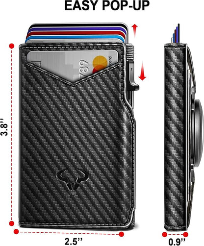 BULLIANT Men Wallet Gift Boxed,Slim Front Pocket Wallet Money Clip Card Holder 3.8"x2.7",Pop-up Access