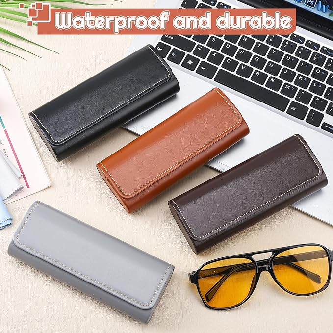 4Pack Glasses Case, Eyeglasses Case Hard Shell, Lightweight Portable Case for Sunglasses Eye Glasses Case with Cleaning Cloth Unisex