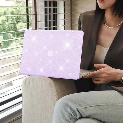 KEROM Bling Glitter Case for MacBook Pro 13 inch 2024-2016 M2 M1 A2338 A2289 A2251 A2159 A1989 A1706 A1708, Luxury Bedazzled Shiny Sparkle Glitter PU Leather Hard Shell Case & Keyboard Cover, Purple