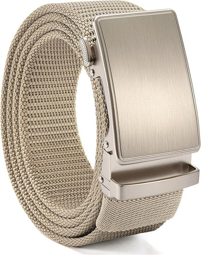 CHAOREN Nylon Ratchet Belts for Men - Adjustable Casual Work Belt with Slide Buckle - Trim to Fit