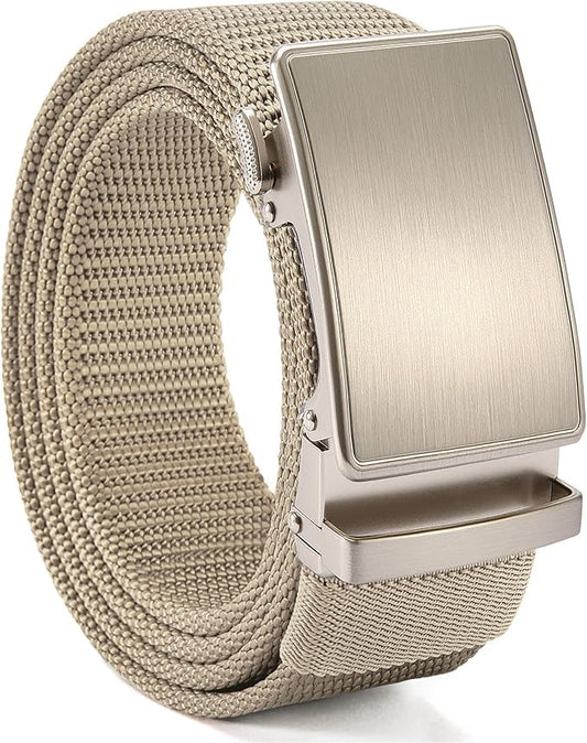 CHAOREN Nylon Ratchet Belts for Men - Adjustable Casual Work Belt with Slide Buckle - Trim to Fit