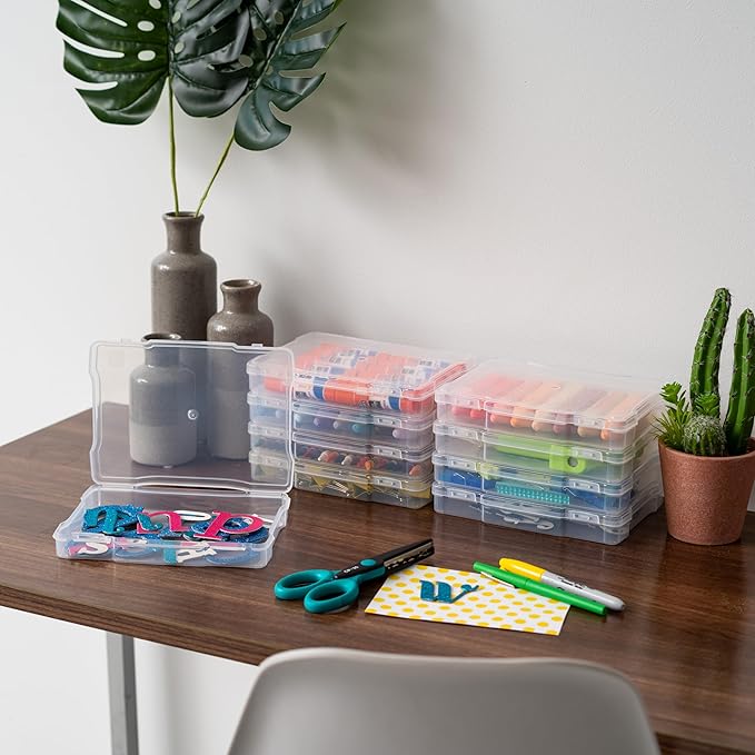 IRIS USA 5" x 7" |Made in USA| 10-Pack Photo Storage Box Organizer Containers for Pictures, Tasks, Stickers, Ephemera, & Flashcards - Clear
