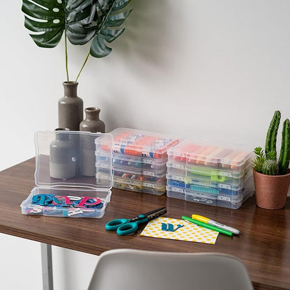 IRIS USA 5" x 7" |Made in USA| 10-Pack Photo Storage Box Organizer Containers for Pictures, Tasks, Stickers, Ephemera, & Flashcards - Clear