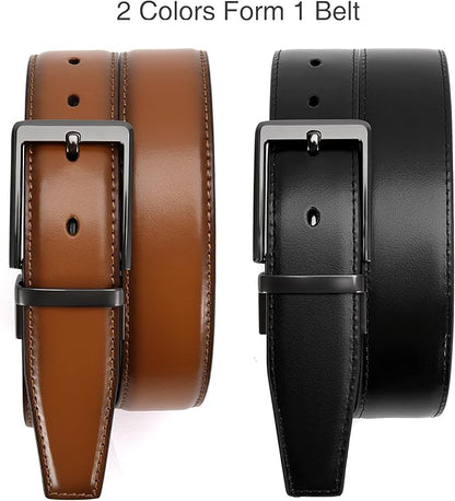 CHAOREN Reversible Mens Belt 1 Piece – Leather Belt Men for Dress Pants - Single Belt, 2 Colors