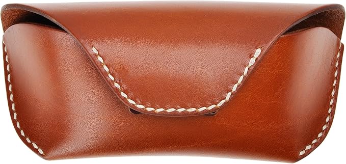 ZLYC Unisex Semi Hard Genuine Leather Eyeglass Case With Belt Loop for Prescription Eyeglasses & Standard Sized Sunglasses