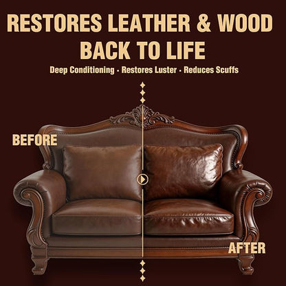 Leather & Furniture Repair Salve 2 Pack, Furniture Salve with Brush for Leather Wood, Leather Conditioner Help Prevent Cracking or Fading