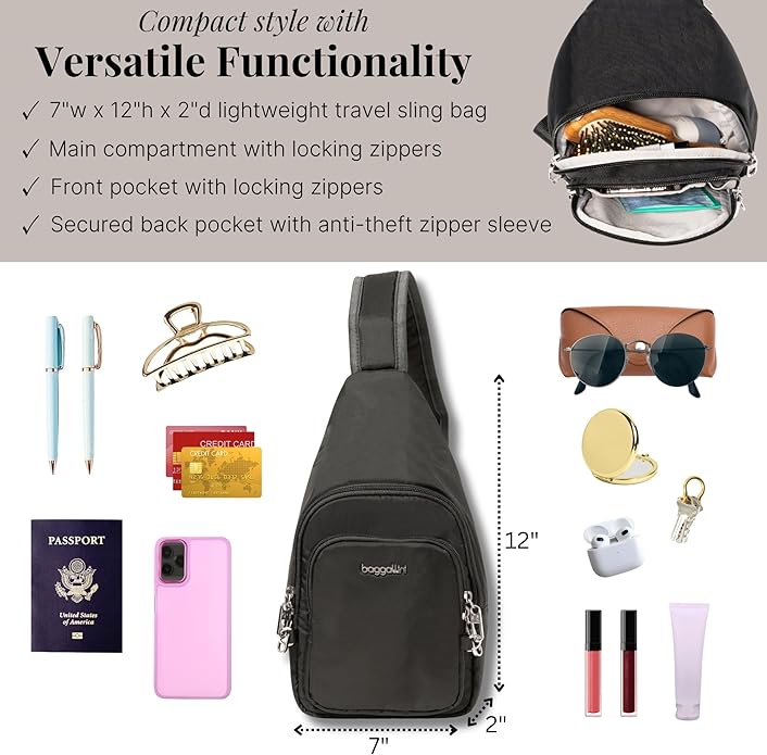 Baggallini womens Securtex Anti-theft Daytripper Sling