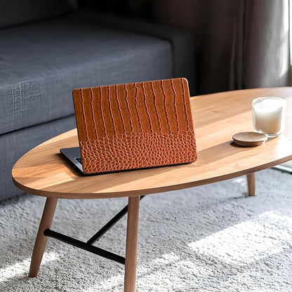 KEROM Compatible for Crocodile MacBook Pro 13 Inch Case 2025-2016 M2 M1 A2338 A2289 A2251 A2159 A1989 A1706 A1708, Textured Aligator Skin Snakeskin PU Leather Hardshell & Keyboard Cover, Brown
