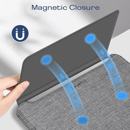 Fintie Sleeve Case for MacBook Air 13.6 A3449 A3240 A3113 A2681, Pro 14 A3427 A3426 A3434 A3401 A3185 A3112 A2992 A2918 A2779 A2442, MacBook Pro/Air/Neo 13 - Slim Bag Cover with Stand, Gray/Black