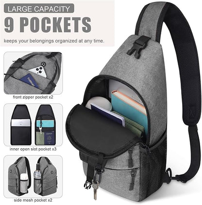 Pritent Crossbody Bags for Women Men Trendy Sling Bag Backpack Casual Chest Bag with Convertible Shoulder Strap