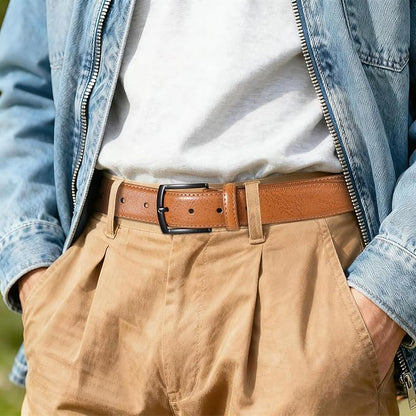 Men's Belt Genuine Leather Belt for Men Dress Casual Golf Jeans Pants 1 3/8"