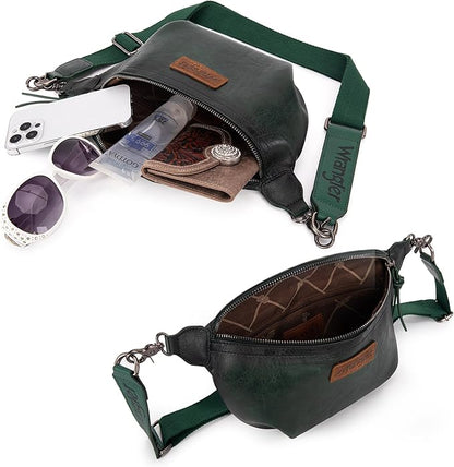 Wrangler Large Fanny Packs for Women Waist Bag Travel Belt Bags Crossbody Sling Purse