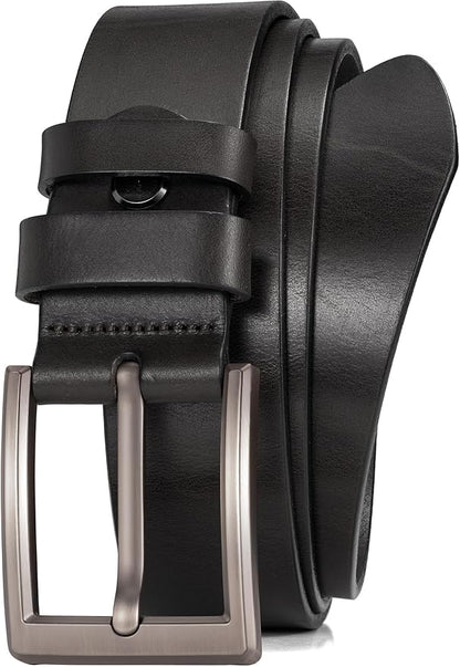 WOLFANT Men's 1.5" Full Grain Leather Belt,100% Italian Real Solid Leather