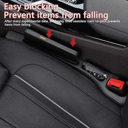 2PCS Car Seat Gap Filler Organizer – No Drop Seat Guard for Cars & SUVs | Universal Fit, Durable & Easy Install | Prevents Phone, Keys, Wallet from Falling Between Seats (Black)