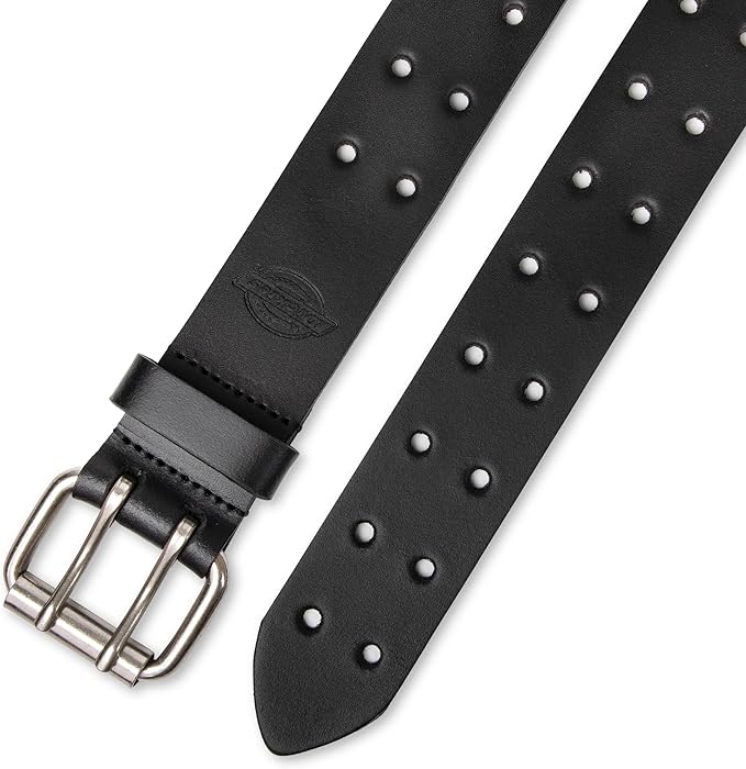 Dickies Men's Double Prong Leather Work Belt – Fully Adjustable, Regular & Big and Tall Sizes