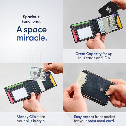 TRAVANDO Mens Wallet with Money Clip AUSTIN RFID Blocking Bifold Credit Card Holder for Men with Gift Box