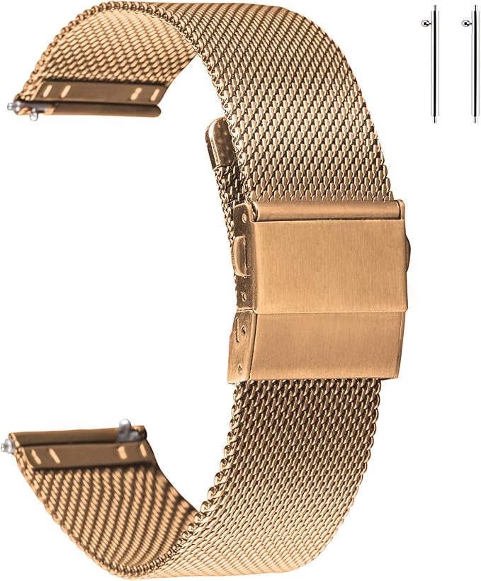 EACHE Stainless Steel Mesh Watch Band for Men Women, Quick Release Mesh Watch Straps 12mm 14mm 16mm 18mm 20mm 22mm