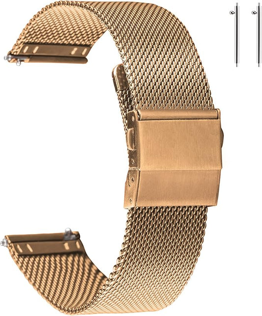 EACHE Stainless Steel Mesh Watch Band for Men Women, Quick Release Mesh Watch Straps 12mm 14mm 16mm 18mm 20mm 22mm