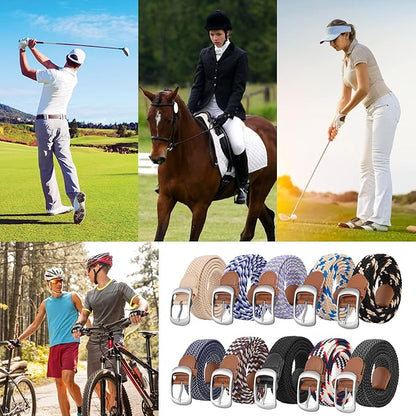 XZQTIVE Braided Belt Stretch Belt for Men and Women Multicolored Woven Golf Belt Elastic Jean Belts
