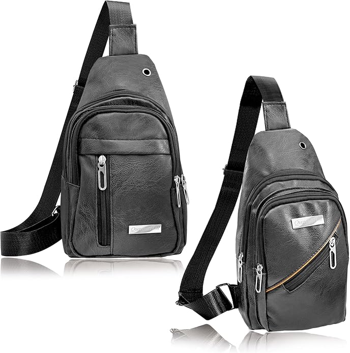 QuneusHot 2Pcs Sling Bags for Crossbody Small Leather Backpack Anti Theft Casual Chest Bag Travel Hiking for Men Women