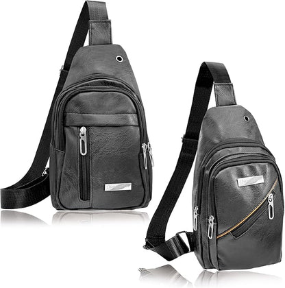 QuneusHot 2Pcs Sling Bags for Crossbody Small Leather Backpack Anti Theft Casual Chest Bag Travel Hiking for Men Women