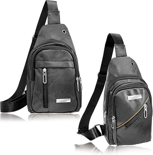 QuneusHot 2Pcs Sling Bags for Crossbody Small Leather Backpack Anti Theft Casual Chest Bag Travel Hiking for Men Women