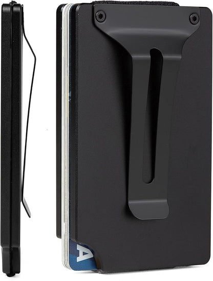 Minimalist Carbon Fiber Wallet for Men, Money Clip Cash Strap Wallet, RFID Blocking Metal Wallet Aluminum Card Holder,Front Pocket Wallet-USA Flag