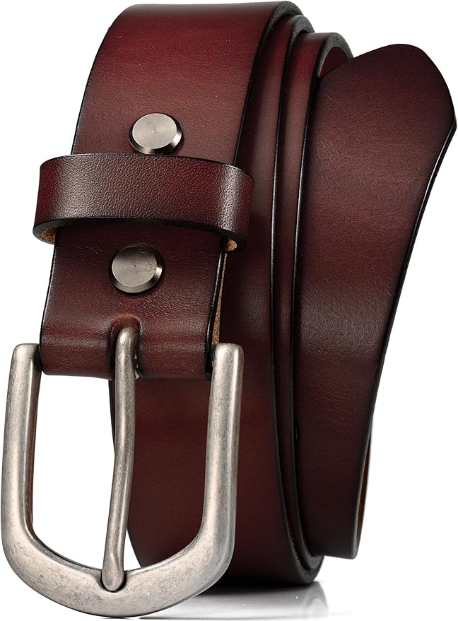 WOLFANT Men's 1.5" Top Full Grain Leather Belt in Gift Box,100% Italian Real Solid Leather
