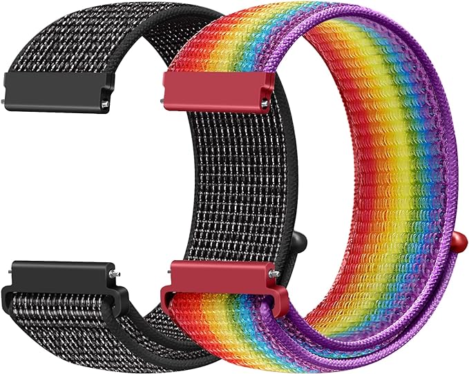 22mm Nylon Quick Release Watch Band Compatible with Samsung Galaxy Watch 3 45mm/Gear S3 Frontier/Garmin Venu 4 45mm/3 45mm/2/Vivoactive 4/Forerunner 570(47mm)/255/265/Amazfit Helio/Bip 6/5/Balance 2