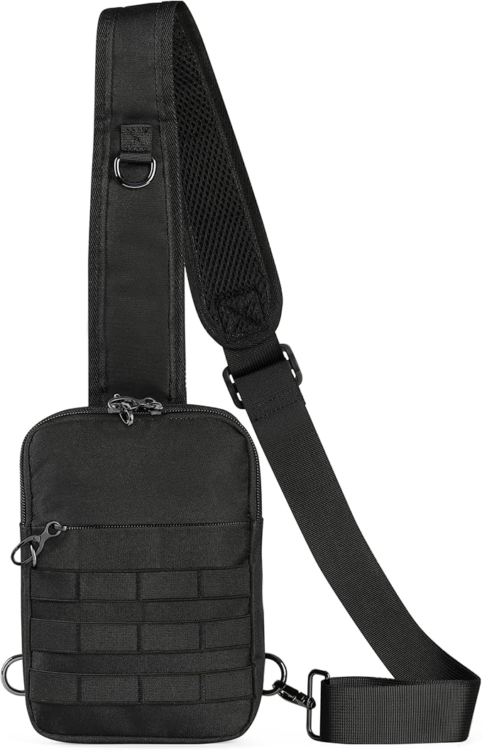 Anti Theft Sling Bag Tactical Small Shoulder Chest Crossbody Bag for Men Women with Zipper Lock RFID Blocking