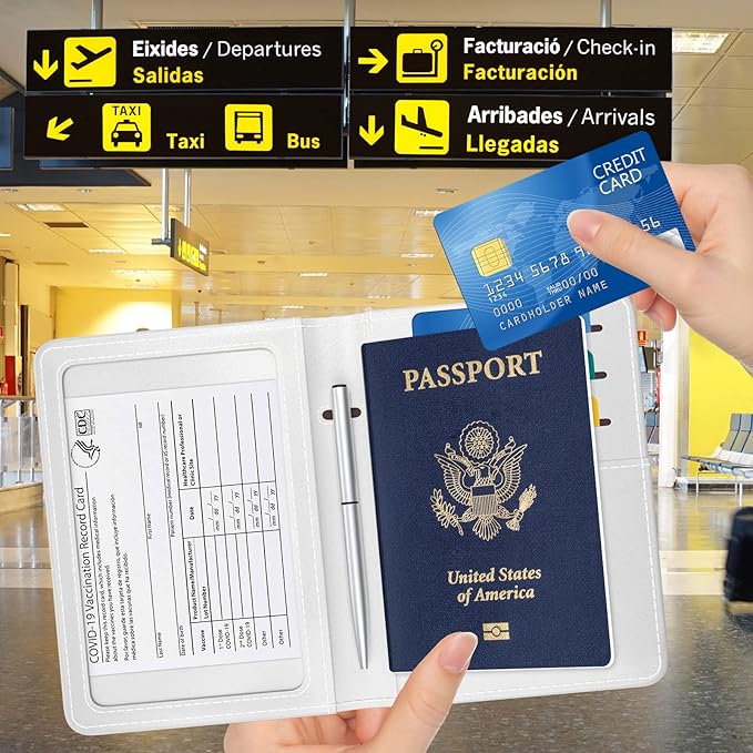 Passport Holder for Travel Essentials, Passport Wallet Cover Case for Travel Must Haves Accessories, Passport Book Holders for Women and Men, Work Hard