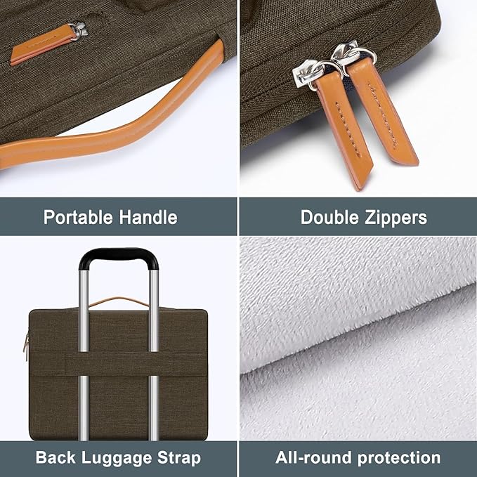 MOSISO 360 Protective Laptop Case 17.3 inch, 17-17.3 inch Laptop Sleeve Compatible with Dell, HP, Lenovo, Asus, Acer, Alienware, Side Open Carrying Case with 4 Zipper Pockets&Handle, Carob Brown